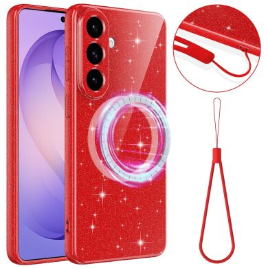 Захисний чохол Deexe Glitter Case with MagSafe для Samsung Galaxy A27 (A276) - Red