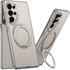 Защитный чехол GKK Leather MagSafe для Samsung Galaxy S26 Ultra (S948) - Titanium Grey