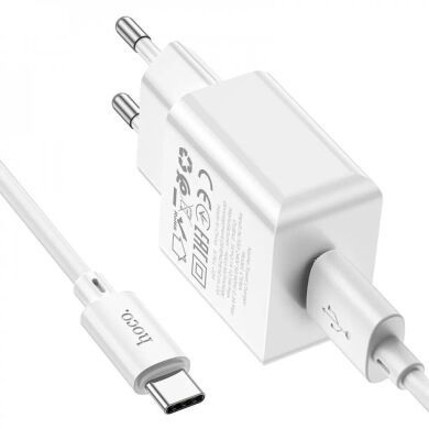 Сетевое зарядное устройство Hoco C106A 10.5W + кабель USB to Type-C - White