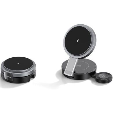 Бездротовий зарядний пристрій USAMS CD234 (15W) 3 in 1 Foldable Wireless Charge - Black