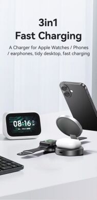 Бездротовий зарядний пристрій USAMS CD234 (15W) 3 in 1 Foldable Wireless Charge - Black