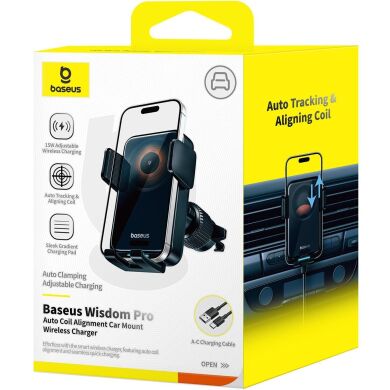 Автомобільний тримач із функцією бездротової зарядки Baseus Wisdom Pro (Air Outlet Version) C40381501123-00 - Black