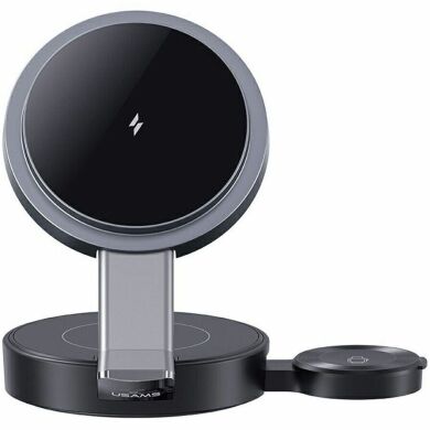 Бездротовий зарядний пристрій USAMS CD234 (15W) 3 in 1 Foldable Wireless Charge - Black