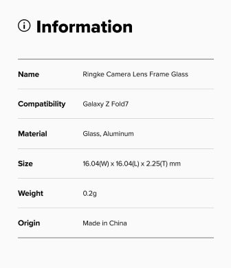 Комплект захисних стекол Ringke Camera Lens Frame Glass для Samsung Galaxy Fold 7 (8800293855484) - Black