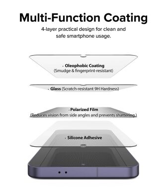 Комплект защитных стекол (2шт) Ringke Easy Slide Privacy для Samsung Galaxy S24 Plus (S926) 8800274968868 - Black