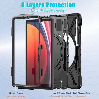 Защитный чехол Deexe Hand Grip для Samsung Galaxy Tab S7 / S8 / S9 (T870/T875/T700/T706/X710/X716) - Black