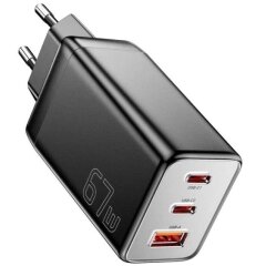 Сетевое зарядное устройство ESSAGER 67W GaN 2Type-C + USB (ECT67W-LJB01-Z) - Black