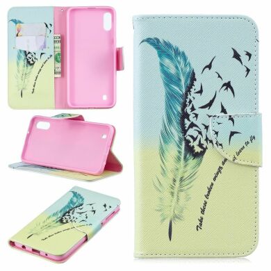 Чохол-книжка Deexe Color Wallet для Samsung Galaxy M10 (M105) - Feather Pattern