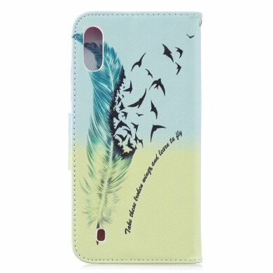 Чехол-книжка Deexe Color Wallet для Samsung Galaxy M10 (M105) - Feather Pattern
