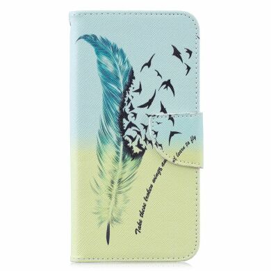 Чохол-книжка Deexe Color Wallet для Samsung Galaxy M10 (M105) - Feather Pattern