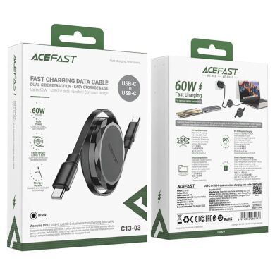 Кабель ACEFAST C13-03 Type-C to Type-C 60W (0.8m) - Black