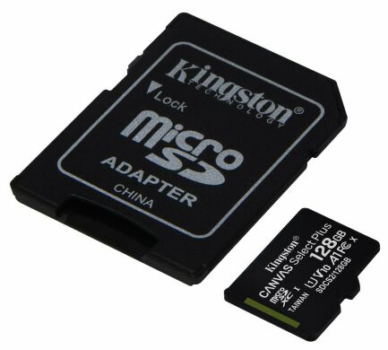 Картка пам`яті Kingston microSDXC 128GB Canvas Select Plus C10 UHS-I R100MB/s + адаптер - Black