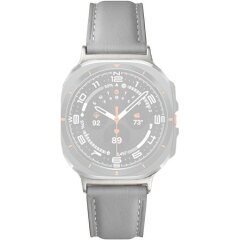 Кожаный ремешок Deexe Genuine Leather для Samsung Galaxy Watch Ultra (47mm) / Ultra (2025) - Grey