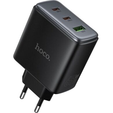 Сетевое зарядное устройство Hoco C160A GaN 65W + QC3.0 (2Type-C + USB) - Black
