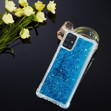 Силиконовый (TPU) чехол Deexe Liquid Glitter для Samsung Galaxy A51 (А515) - Dark Blue