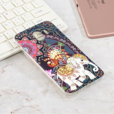 Силиконовый (TPU) чехол Deexe Pretty Glossy для Samsung Galaxy J4 2018 (J400) - Flower and Elephant