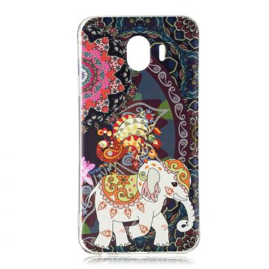 Силиконовый (TPU) чехол Deexe Pretty Glossy для Samsung Galaxy J4 2018 (J400) - Flower and Elephant