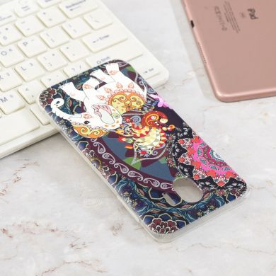 Силиконовый (TPU) чехол Deexe Pretty Glossy для Samsung Galaxy J4 2018 (J400) - Flower and Elephant