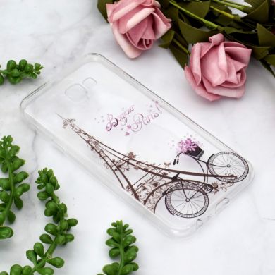 Силіконовий (TPU) чохол Deexe Pretty Glossy для Samsung Galaxy J4+ (J415) - Eiffel Tower and Bicycle