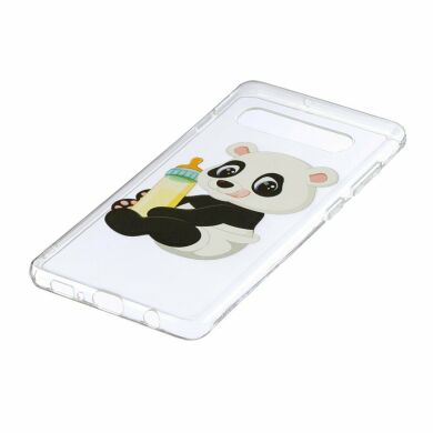 Силіконовий (TPU) чохол Deexe Pretty Glossy для Samsung Galaxy S10 Plus (G975) - Panda Holding a Bottle