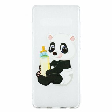 Силіконовий (TPU) чохол Deexe Pretty Glossy для Samsung Galaxy S10 Plus (G975) - Panda Holding a Bottle