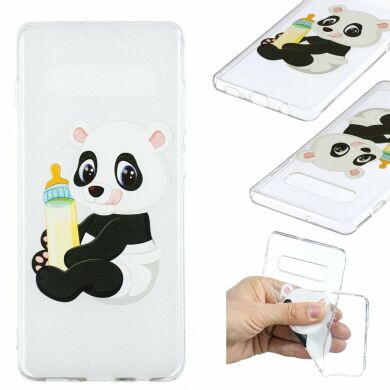 Силіконовий (TPU) чохол Deexe Pretty Glossy для Samsung Galaxy S10 Plus (G975) - Panda Holding a Bottle