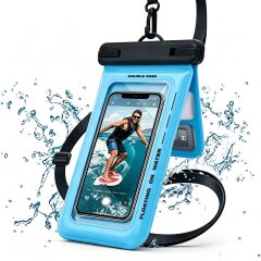 Влагозащитный чехол Deexe Aqua Shield для смартфонов диагональю до 7.5 дюймов - Blue
