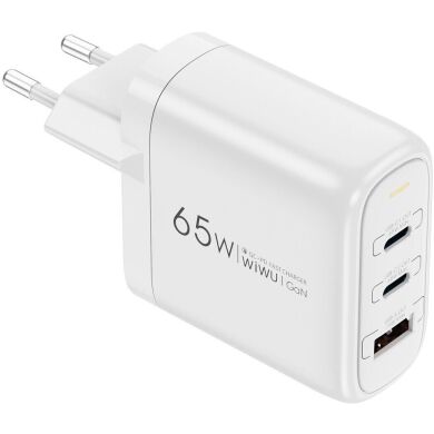 Сетевое зарядное устройство WiWU Wi-U024 Ark 65W QC+PD GaN (1U+2C) - White