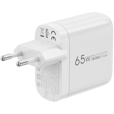 Сетевое зарядное устройство WiWU Wi-U024 Ark 65W QC+PD GaN (1U+2C) - White