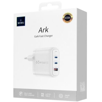 Сетевое зарядное устройство WiWU Wi-U024 Ark 65W QC+PD GaN (1U+2C) - White