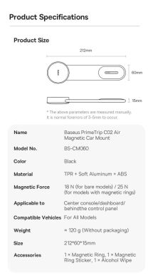 Автомобільний тримач Baseus PrimeTrip C02 Air Magnetic (C40182801113-01) - Black