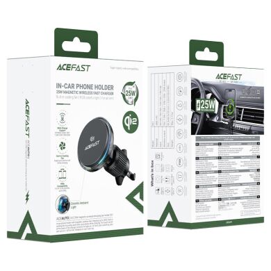 Автомобильный держатель с функцией беспроводной зарядки ACEFAST D61 Qi2 (25W) - Metal Grey