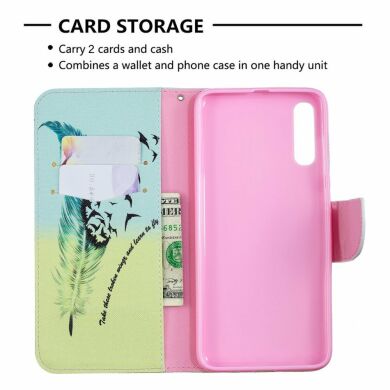 Чохол-книжка Deexe Color Wallet для Samsung Galaxy A70 (A705) - Feather Pattern