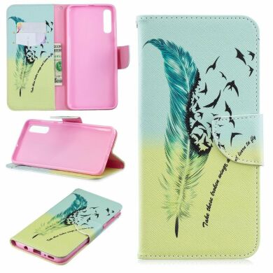 Чохол-книжка Deexe Color Wallet для Samsung Galaxy A70 (A705) - Feather Pattern