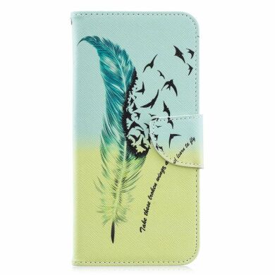 Чехол-книжка Deexe Color Wallet для Samsung Galaxy A70 (A705) - Feather Pattern