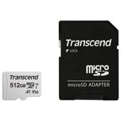 Картка пам`яті Transcend microSDXC 300S 512GB UHS-I U3 + адаптер