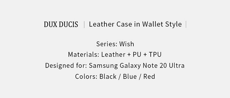 Кожаный чехол DUX DUCIS Wish Series для Samsung Galaxy Note 20 Ultra (N985) - Black