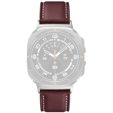 Кожаный ремешок Deexe Genuine Leather для Samsung Galaxy Watch Ultra (47mm) / Ultra (2025) - Dark Brown