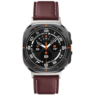Кожаный ремешок Deexe Genuine Leather для Samsung Galaxy Watch Ultra (47mm) / Ultra (2025) - Dark Brown