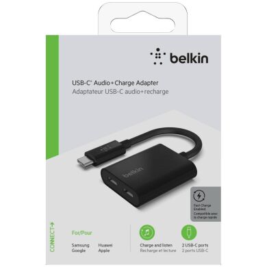 Перехідник Belkin RockStar Type-C to 2Type-C (60W, 0,12m) F7U081btBLK - Black