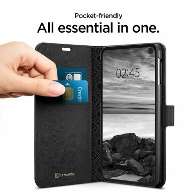 Пластиковый чехол Spigen (SGP) La Manon Wallet Saffiano для Samsung Galaxy S10e (G970) - Black