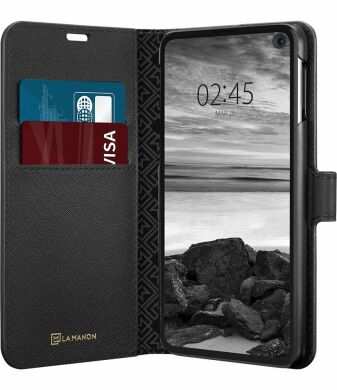 Пластиковый чехол Spigen (SGP) La Manon Wallet Saffiano для Samsung Galaxy S10e (G970) - Black