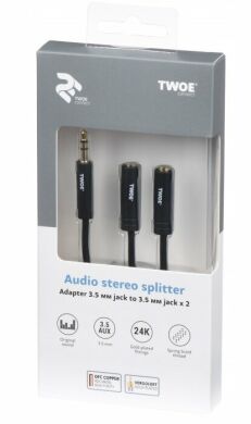 Разветвитель для наушников 2E Adapter 3.5 mm jack - Black