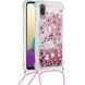 Силиконовая накладка Deexe Liquid Glitter with Strap для Samsung Galaxy A02 (A022) - Rose Gold Hearts. Фото 1 из 6