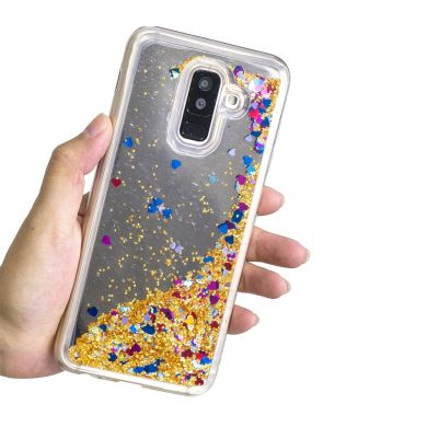 Силиконовая (TPU) накладка Deexe Fashion Glitter для Samsung Galaxy A6+ 2018 (A605) - Gold