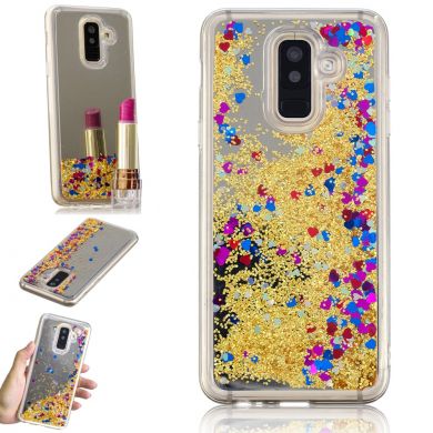 Силиконовая (TPU) накладка Deexe Fashion Glitter для Samsung Galaxy A6+ 2018 (A605) - Gold