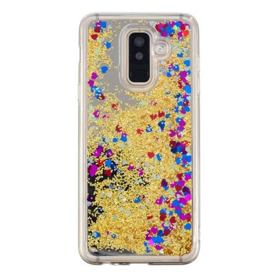 Силиконовая (TPU) накладка Deexe Fashion Glitter для Samsung Galaxy A6+ 2018 (A605) - Gold