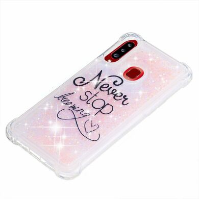 Силіконовий (TPU) чохол Deexe Fashion Glitter для Samsung Galaxy A20s (A207) - Never Stop Dreaming
