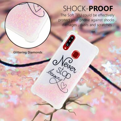 Силіконовий (TPU) чохол Deexe Fashion Glitter для Samsung Galaxy A20s (A207) - Never Stop Dreaming