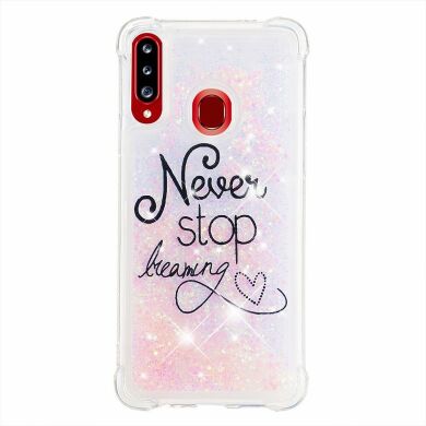 Силіконовий (TPU) чохол Deexe Fashion Glitter для Samsung Galaxy A20s (A207) - Never Stop Dreaming